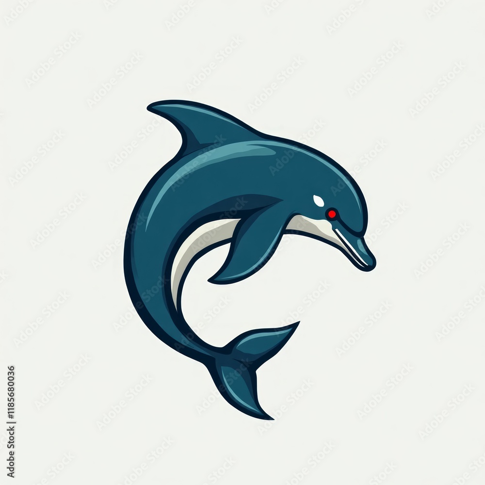 Obraz premium A stylized dolphin leaps gracefully through the water