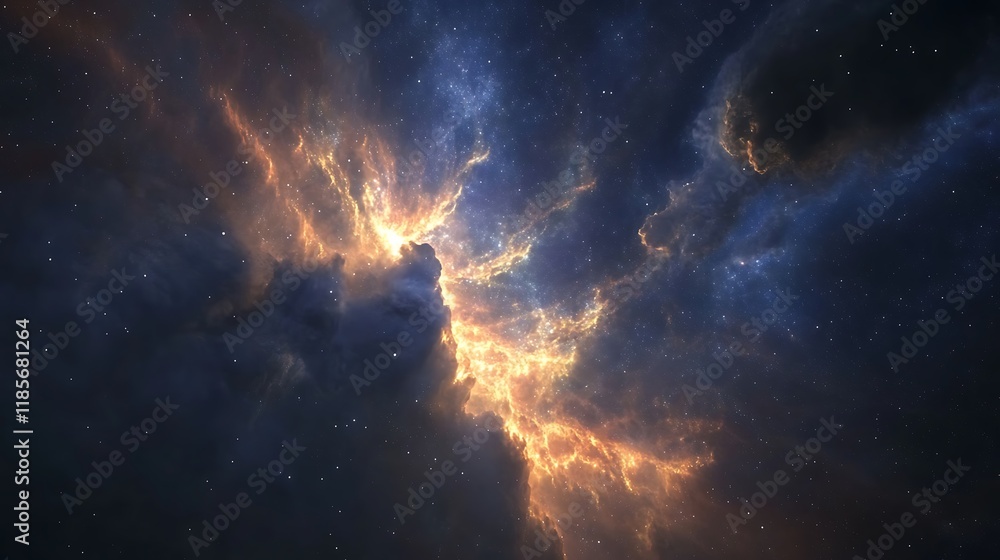 Fototapeta premium Nebula expanding across a star-filled sky