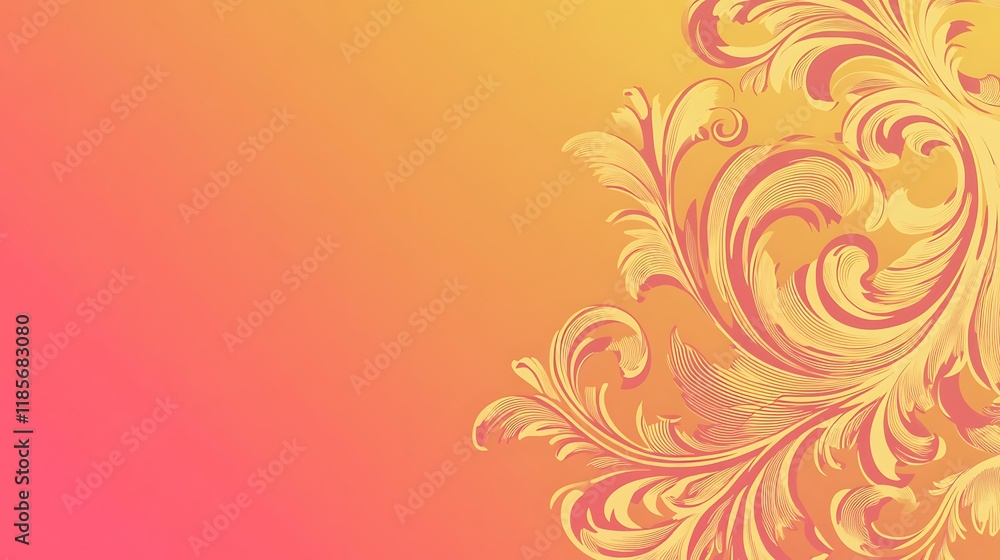 Elegant Gold Floral Design On A Warm Gradient Background Elegant Gold Floral Design On A Warm Gradient Background