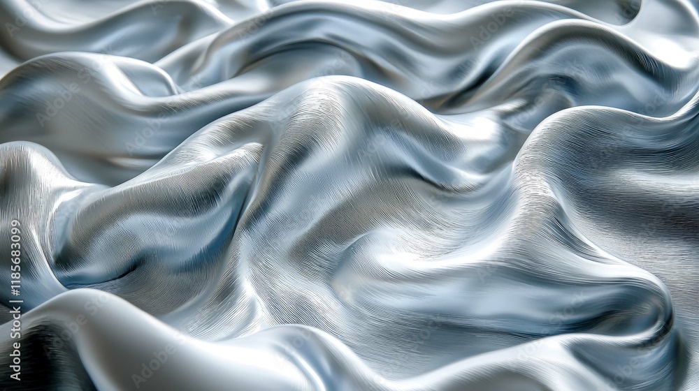 Obraz premium Silver Fabric Textures: Abstract Waves and Shiny Drapery Background