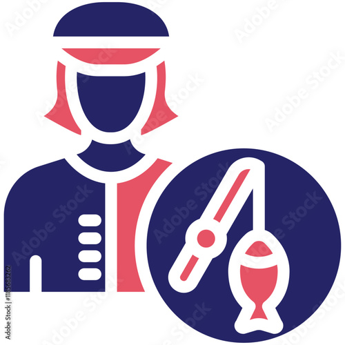 Fisherwoman vector icon illustration of Fishing iconset.