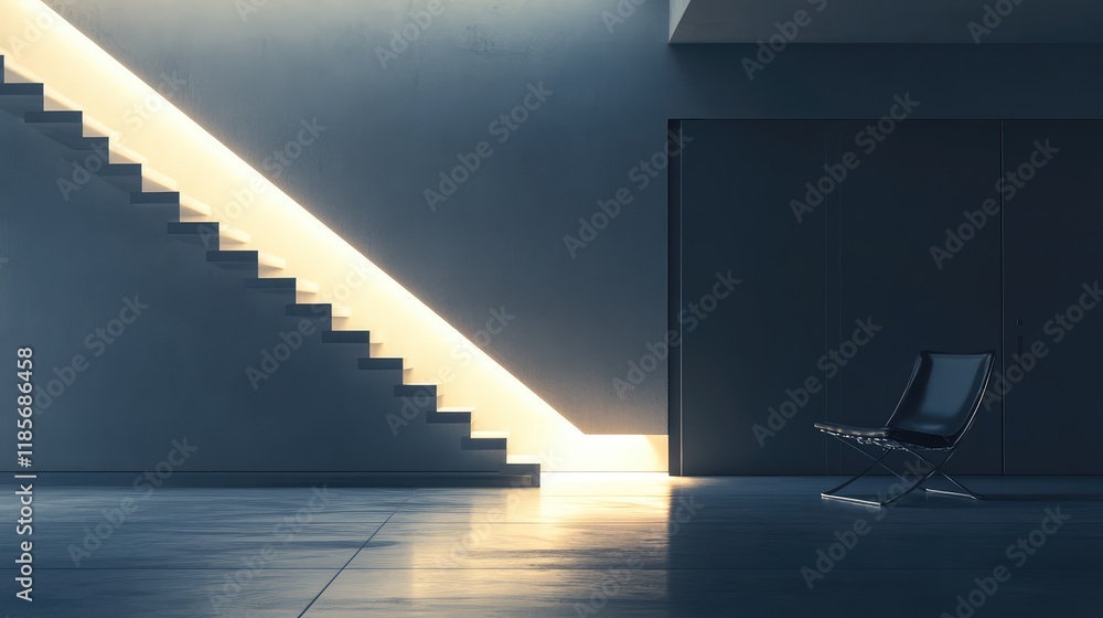 Obraz premium A conceptual smart lighting panel glowing on a sleek wall, adjusting light tones and brightness, with clean surroundings and blank space