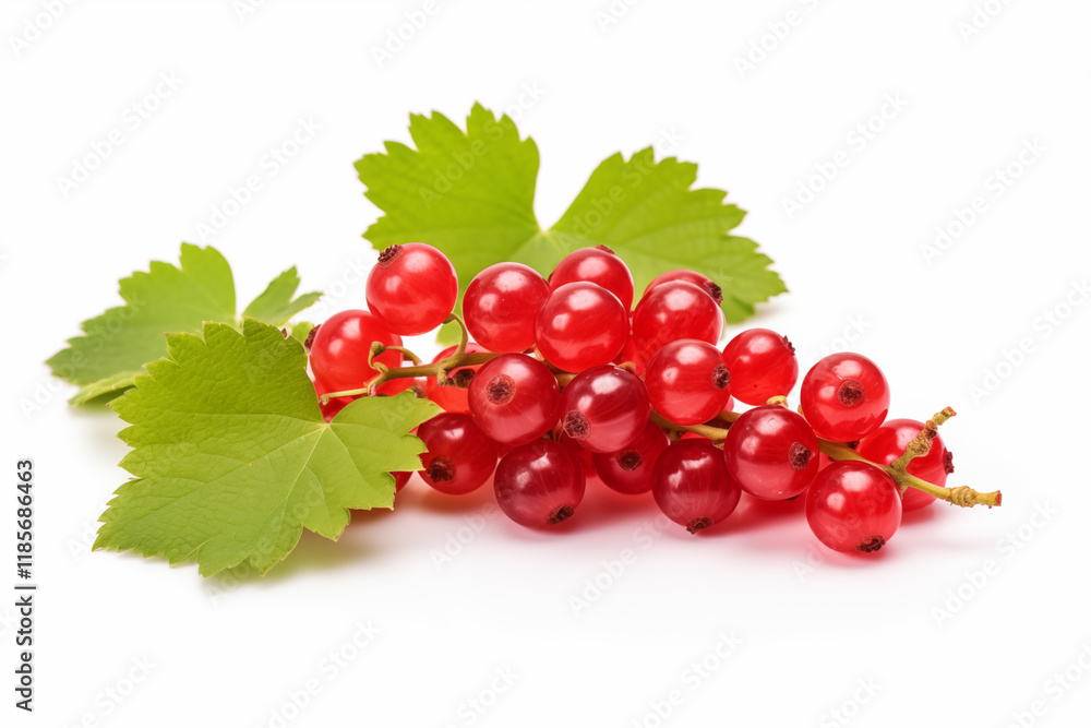 Juicy red currants cluster with healthy green leaves, highlighting their freshness. This arrangement perfect for culinary uses or as decorative element. Juicy red currants cluster with healthy green leaves, highlighting their freshness. This arrangement perfect for culinary uses or as decorative element.