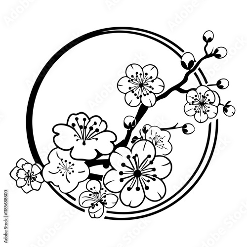chinese new year plum blossom lunar solid icon