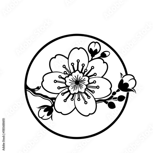 chinese new year plum blossom lunar solid icon