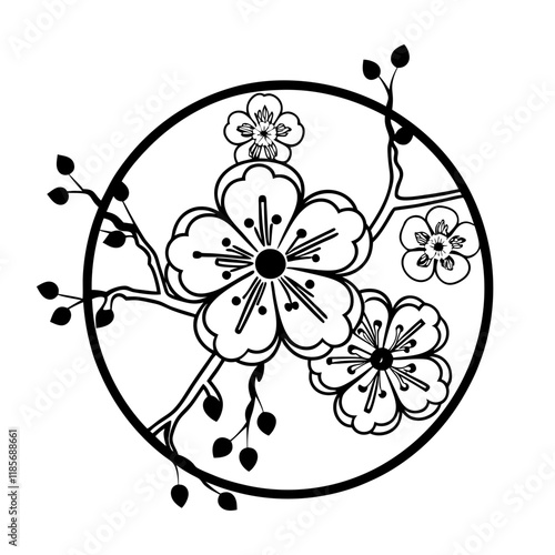 chinese new year plum blossom lunar solid icon