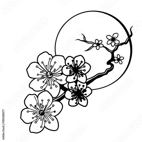 chinese new year plum blossom lunar solid icon