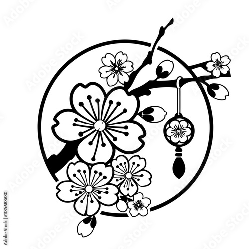 chinese new year plum blossom lunar solid icon