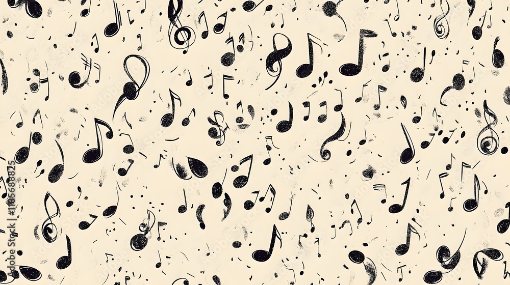 Abstract Background Featuring Scattered Musical Notes Abstract Background Featuring Scattered Musical Notes