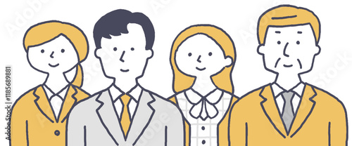 スーツ姿の男女単色