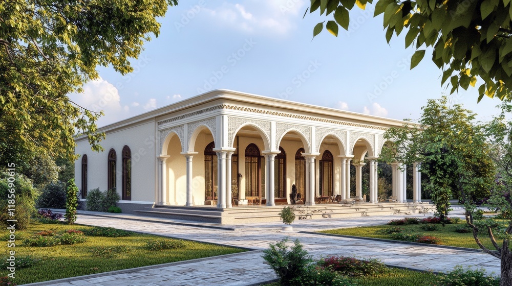 Obraz premium Modern villa facade design 3D
