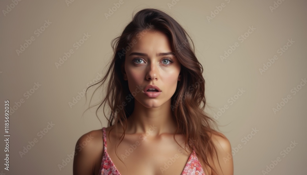 Attractive female's expression on a plain background. A wonderful depiction of beauty and charm. Attractive female's expression on a plain background. A wonderful depiction of beauty and charm.