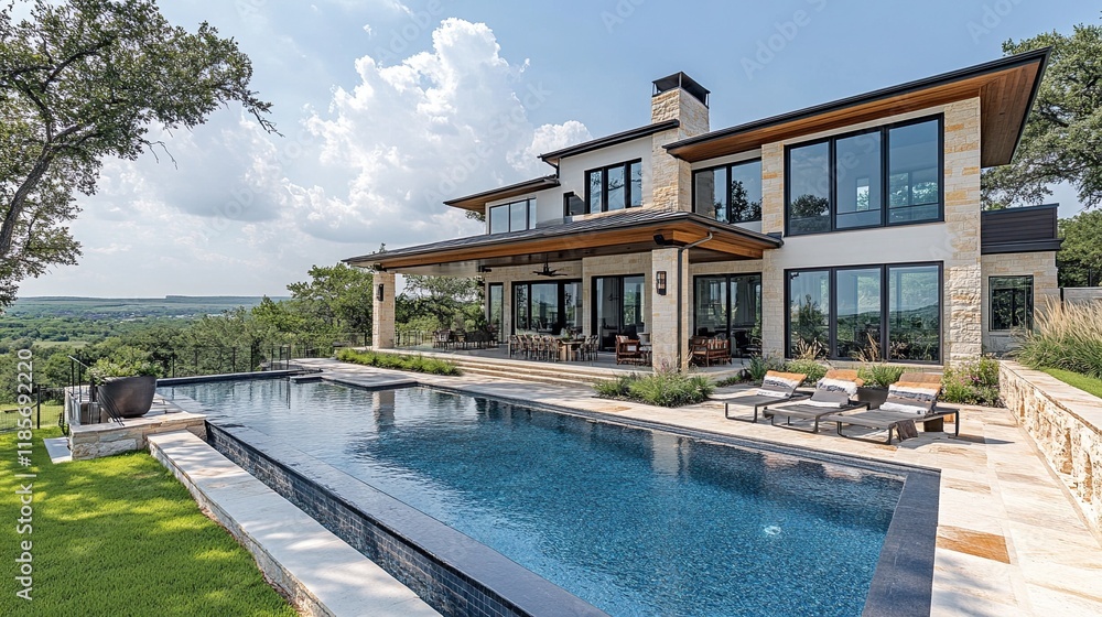 Fototapeta premium A contemporary home with a pool -