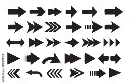 Arrows big black set icons . Collection different arrows sign. Arrow. Cursor. Modern simple arrows. Vector illustration eps 10
