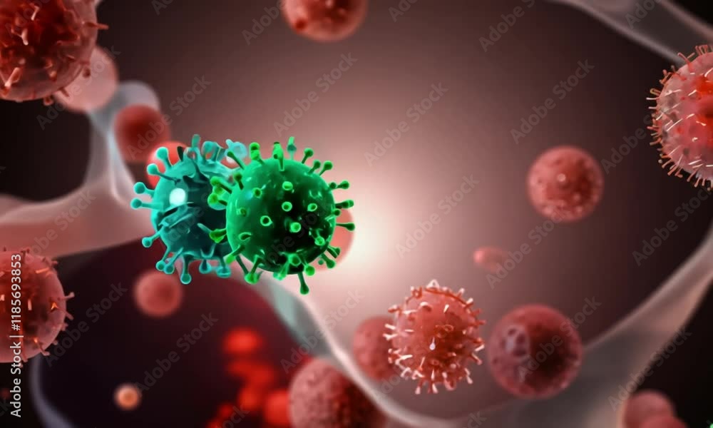 Animation of Antibodies Targeting Pathogens in the Bloodstream, Initiating a Defensive Response Animation of Antibodies Targeting Pathogens in the Bloodstream, Initiating a Defensive Response