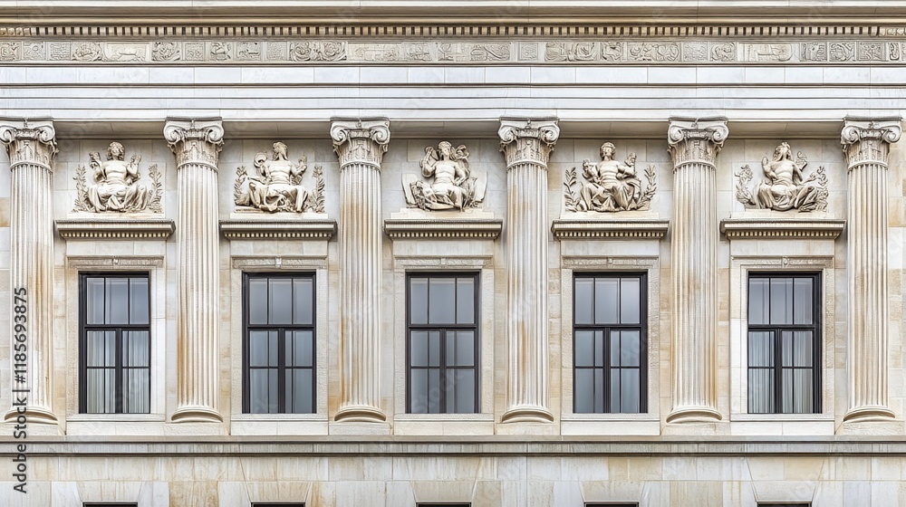 Obraz premium Historic Federal Reserve building exterior showcasing architectural grandeur and economic significance, embodying stability and financial stewardship in modern society.