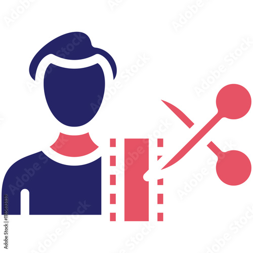 Film Editor Male vector icon illustration of Filmmaking iconset.
