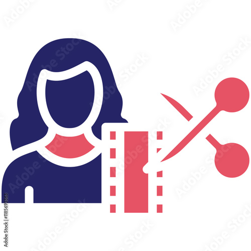 Film Editor Female vector icon illustration of Filmmaking iconset.