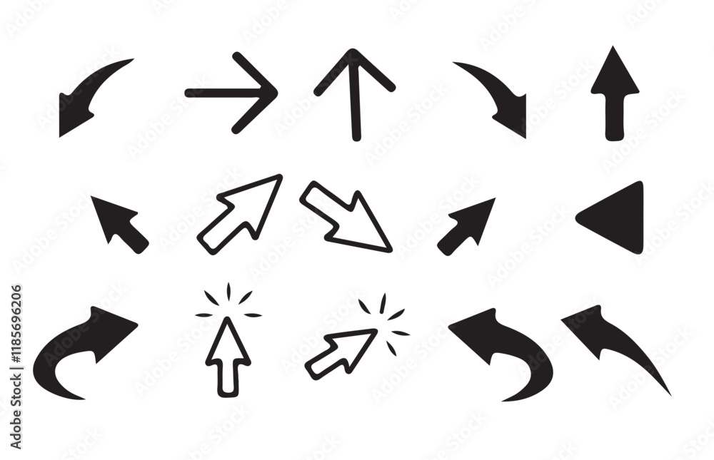 Black arrow vector icon pack. Arrow icon. Arrow vector collection. Arrow. Cursor. Modern simple arrows. Vector illustration eps 10 Black arrow vector icon pack. Arrow icon. Arrow vector collection. Arrow. Cursor. Modern simple arrows. Vector illustration eps 10