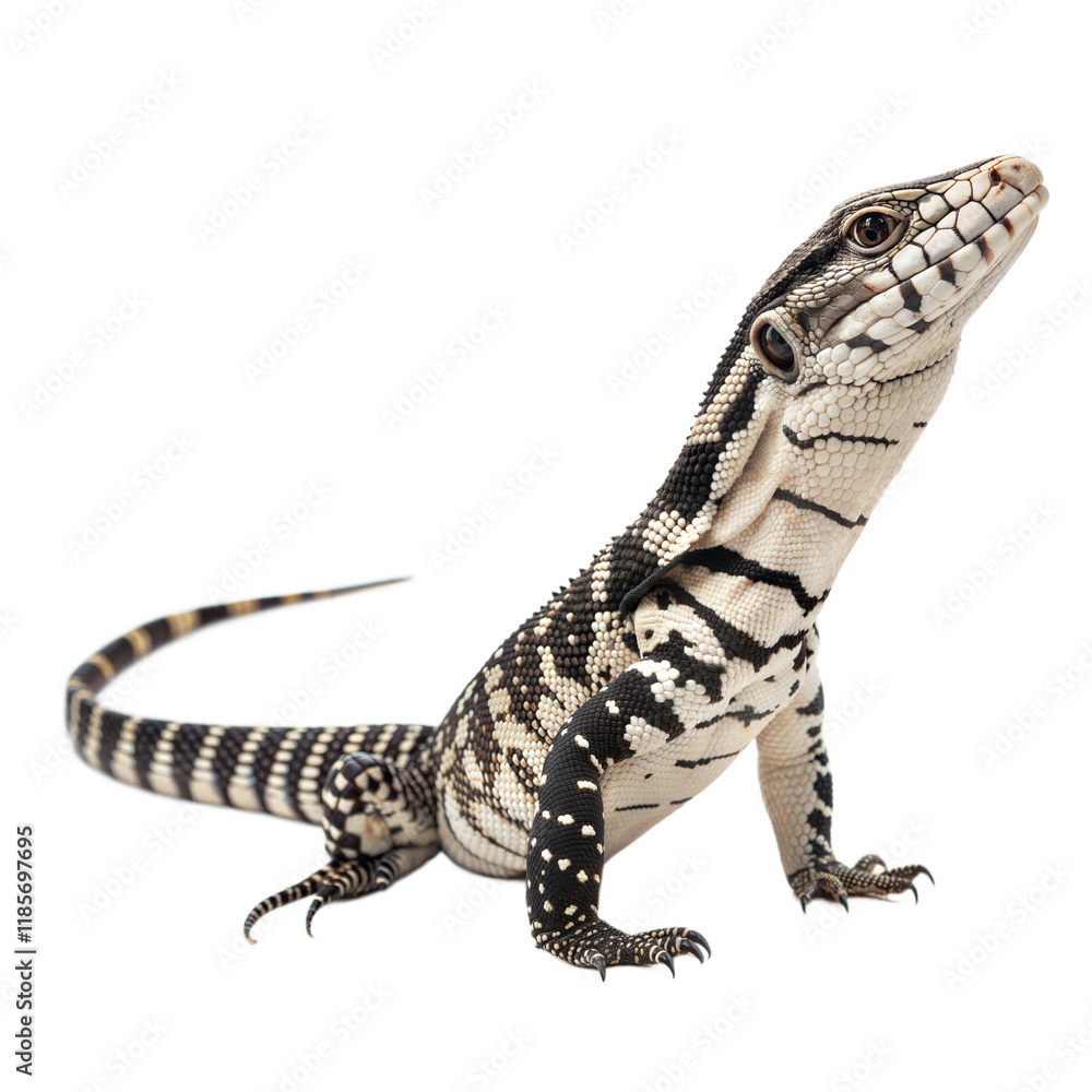 Fototapeta premium Argentine Black and White Tegu AI Generated Image