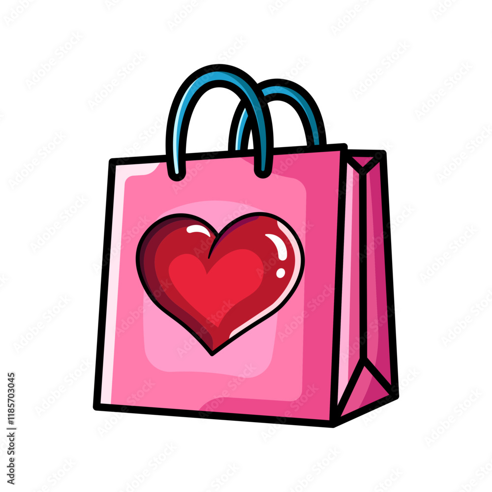 Made in uk A cute pink shopping bag with a big red heart. Perfect for Valentine's Day gifts. Made in uk A cute pink shopping bag with a big red heart. Perfect for Valentine's Day gifts.