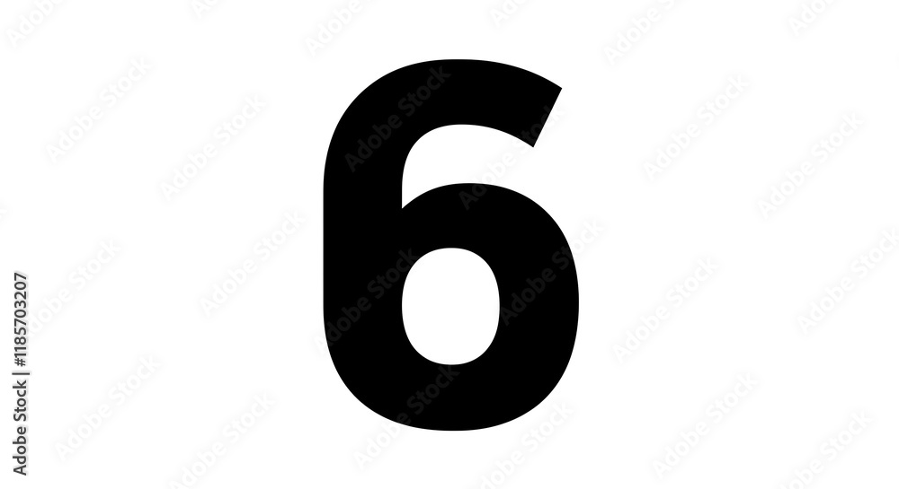 Bold Black Number Six Digit Six Font Graphic Design Element Bold Black Number Six Digit Six Font Graphic Design Element