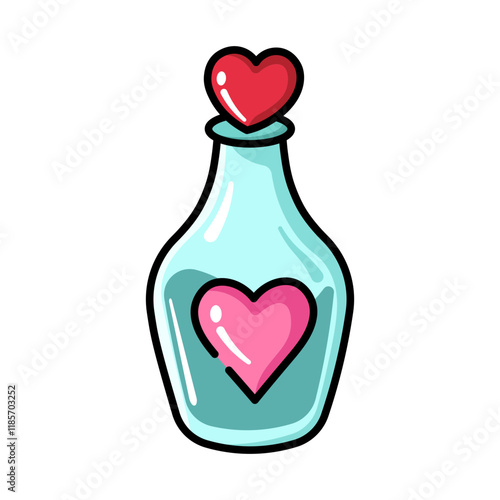 Made in uk A cute illustration of a bottle containing hearts, perfect for Valentine's Day.