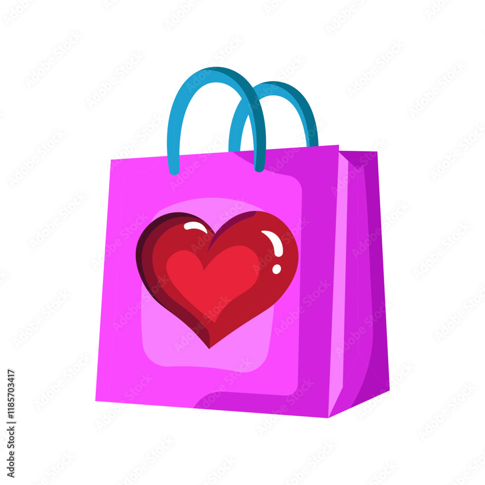 Made in uk A cute pink shopping bag with a big red heart. Perfect for Valentine's Day gifts. Made in uk A cute pink shopping bag with a big red heart. Perfect for Valentine's Day gifts.