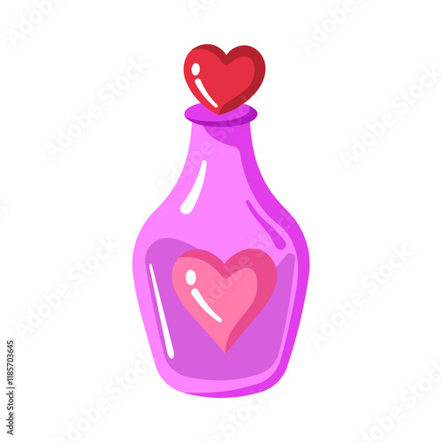 A cute illustration of a bottle containing hearts, perfect for Valentine's Day.