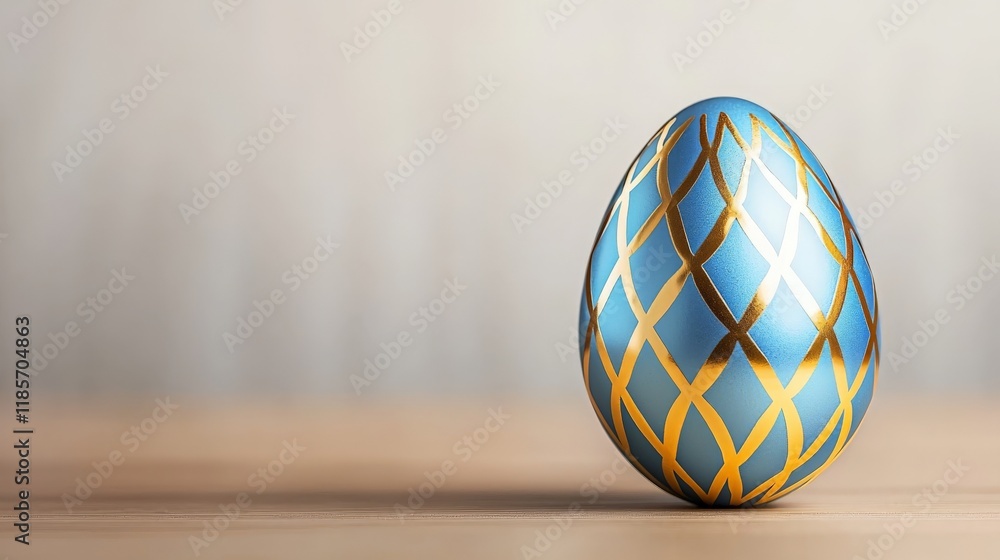 Fototapeta premium a luxurious metallic blue egg with intricate golden details