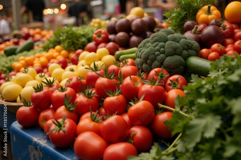Vibrant Fresh Produce Display at Farmers Market Vibrant Fresh Produce Display at Farmers Market