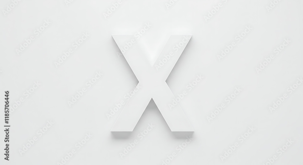 White Letter X 3D Render Minimalist Alphabet Clean Background White Letter X 3D Render Minimalist Alphabet Clean Background