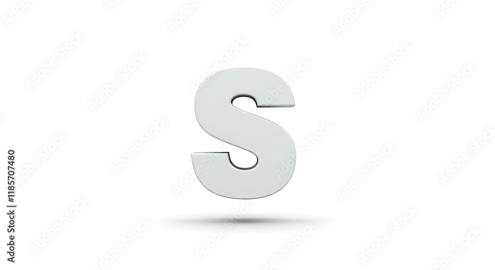 3D Rendered White Letter S Alphabet Font Symbol Graphic 3D Rendered White Letter S Alphabet Font Symbol Graphic