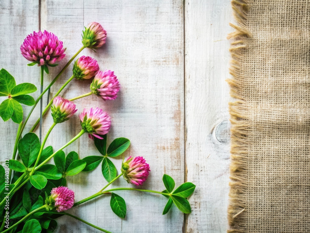 White canvas showcasing a spring-themed, rustic farmhouse design. Botanical illustrations of clovers and floral arrangements provide text space. White canvas showcasing a spring-themed, rustic farmhouse design. Botanical illustrations of clovers and floral arrangements provide text space.
