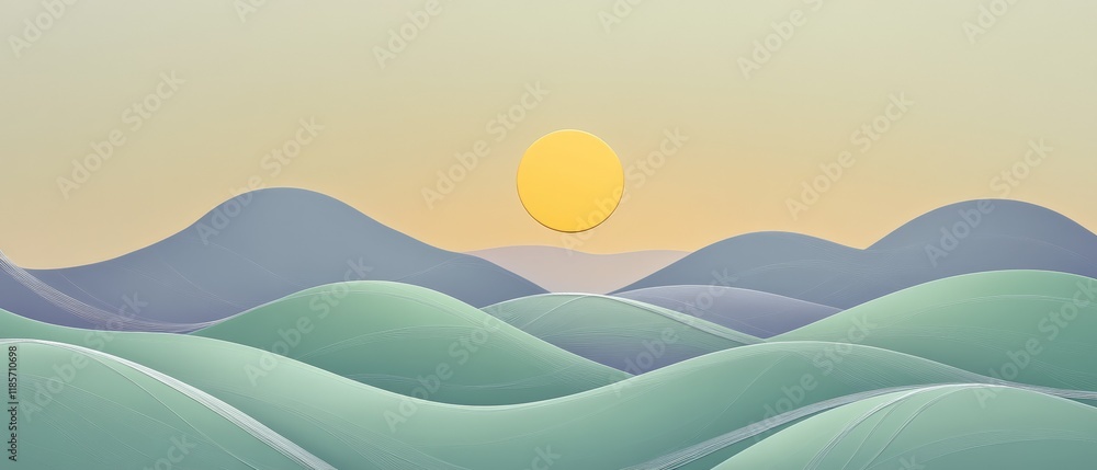 Sunrise over rolling hills with soft gradients in green and blue tones, creating a serene landscape perfect for relaxation, meditation, or nature-themed projects. Sunrise over rolling hills with soft gradients in green and blue tones, creating a serene landscape perfect for relaxation, meditation, or nature-themed projects.
