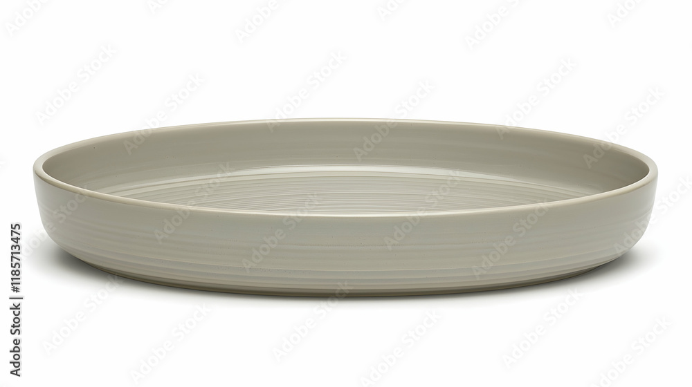Grey ceramic serving bowl on white background, studio shot, minimalist design, food presentation. Grey ceramic serving bowl on white background, studio shot, minimalist design, food presentation.