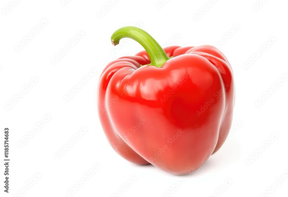 A single wrinkled red bell pepper displayed against a clean white background A single wrinkled red bell pepper displayed against a clean white background