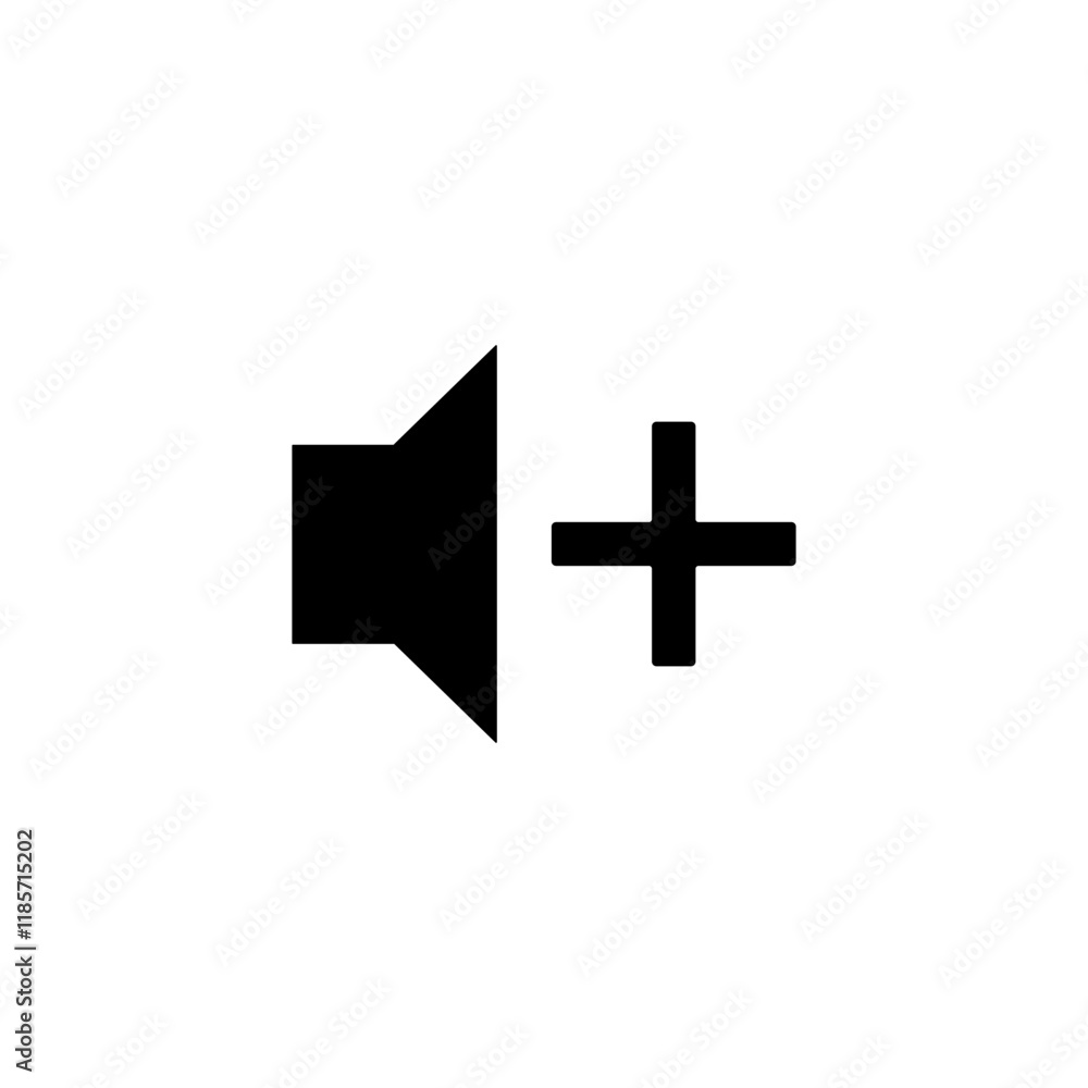 add volume, volume up, audio icon with plus sign, simple flat style, pictogram logo sign symbol vector illustration, isolated on white for mobile app add volume, volume up, audio icon with plus sign, simple flat style, pictogram logo sign symbol vector illustration, isolated on white for mobile app