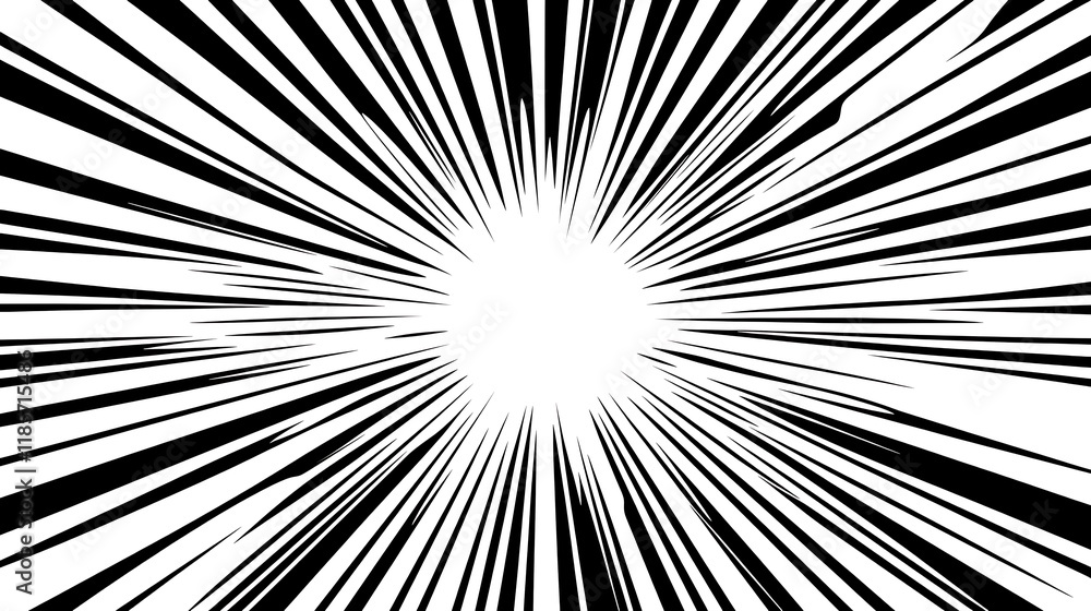 Fototapeta premium Abstract black and white radial burst design.