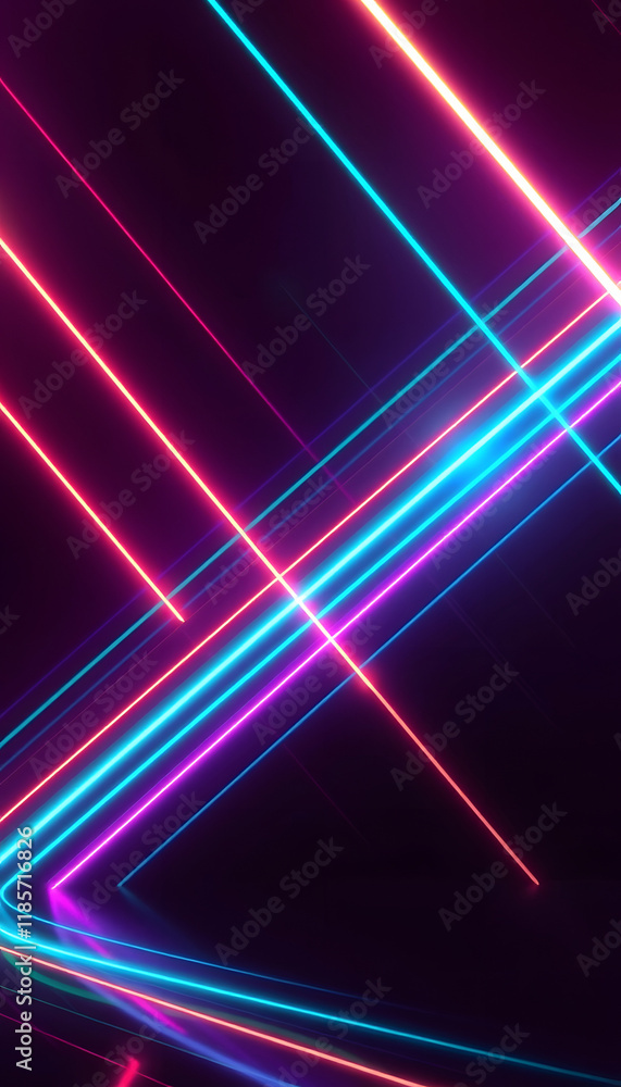 Diagonal neon lines. Tilted stripes. Bright lasers. Abstract cyber background. Data flow pattern. Digital surface, hyperrealism, with white tones Diagonal neon lines. Tilted stripes. Bright lasers. Abstract cyber background. Data flow pattern. Digital surface, hyperrealism, with white tones