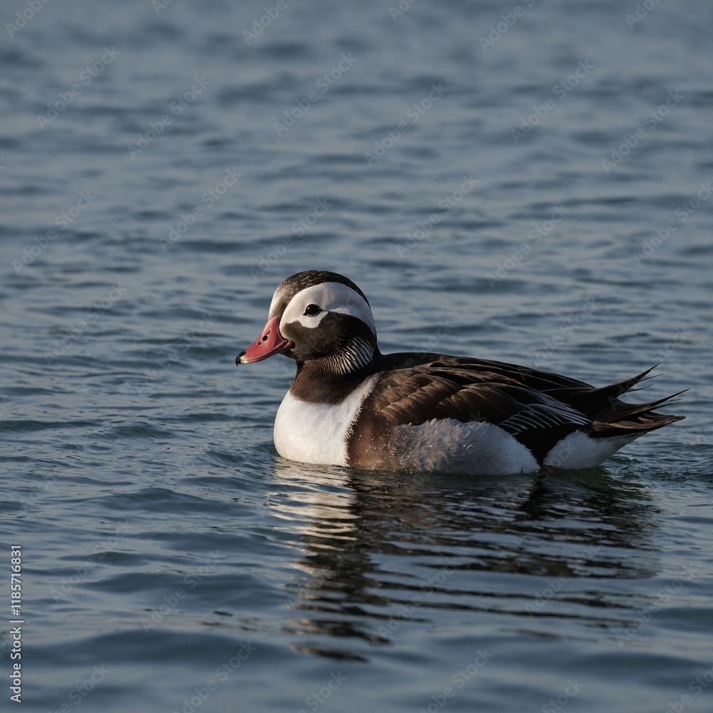 Fototapeta premium Write a story where a Long-tailed Duck leads a lost traveler to safety.