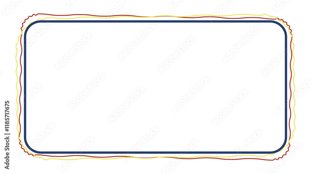 Abstract Rectangular Frame with Wavy Red and Yellow Lines Accent Border on a Crisp White Background, A Versatile Decorative Element, Abstract Rectangular Frame with Wavy Red and Yellow Lines Accent Border on a Crisp White Background, A Versatile Decorative Element,
