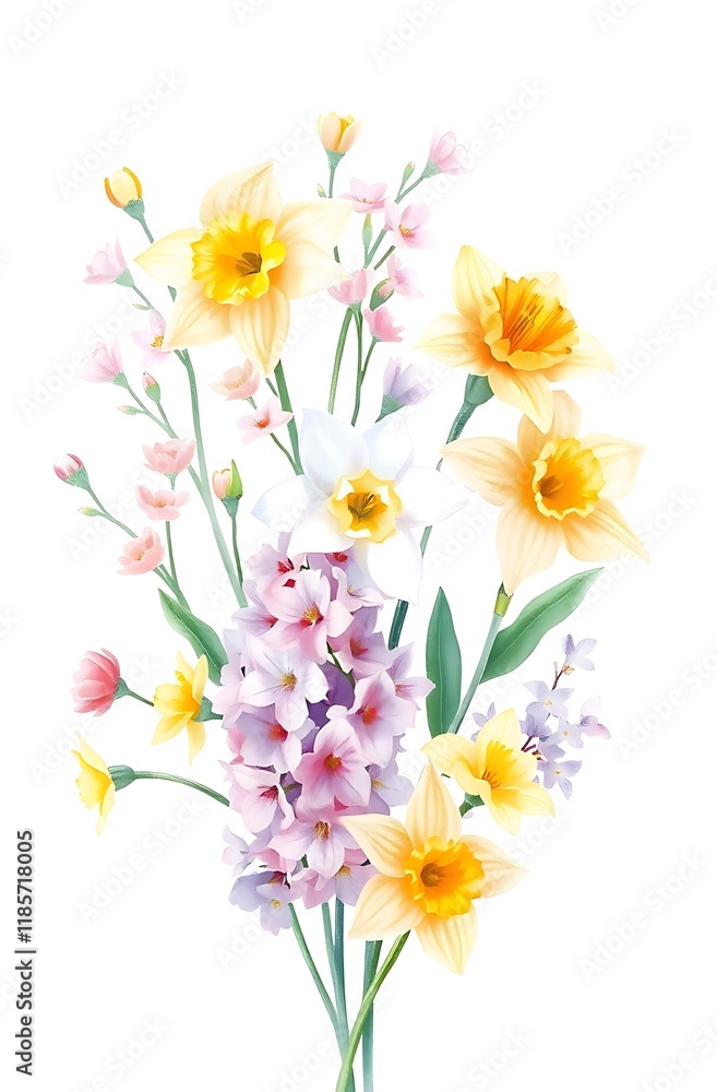 Fototapeta premium Daffodils and spring flowers bouquet.
