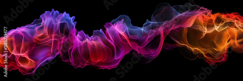 Luminescent Ion Dance: Neon Colors in Harmonious, Abstract Swirls of Electric Paths