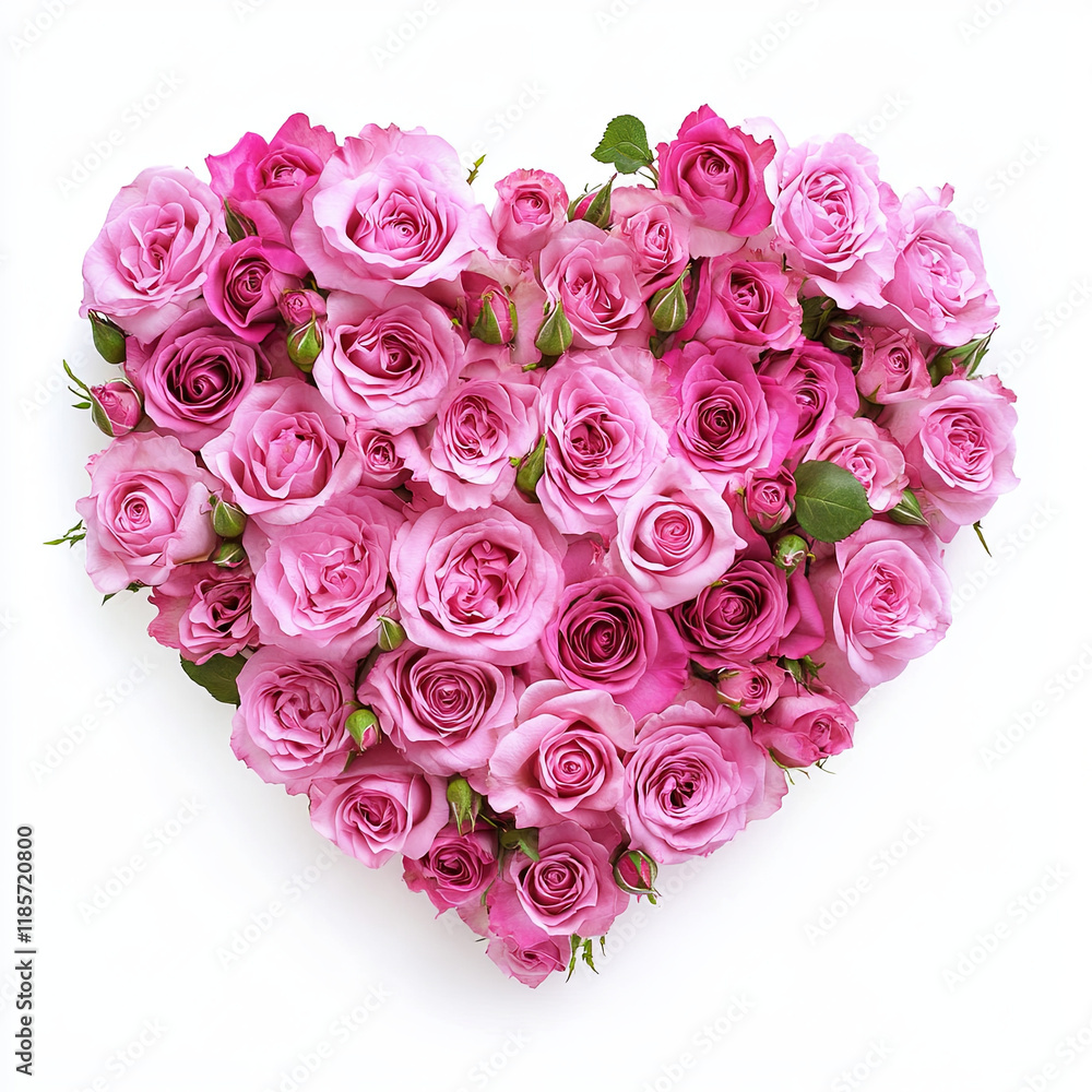 Bouquet of pink roses arranged in the shape of a heart Bouquet of pink roses arranged in the shape of a heart