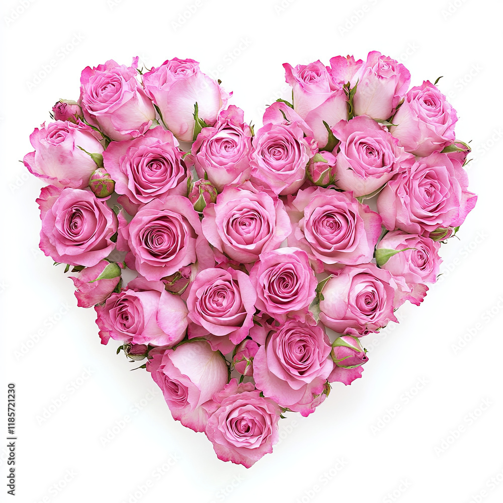 Bouquet of pink roses arranged in the shape of a heart Bouquet of pink roses arranged in the shape of a heart