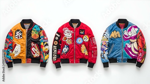 Nostalgic Denim Jackets, vibrant patches adorn classic 90s style jackets, showcasing individuality and retro fashion trends.