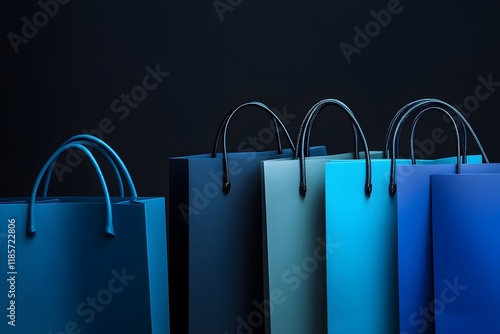 Blue shopping bags dark background retail sale (4) photo