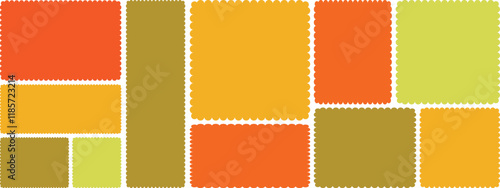 Set of frames with zigzag edge, scallop edge shape. Rectangle shape frame with zigzag edge. Zigzag shapes. Geometric zig zag wavy stickers. Zigzag edge rectrangle shape frames. vctor illustration 