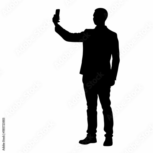 A man is taking a picture of himself with a cell phone. He is wearing a suit and tie